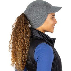 Women's Heather Grey Trailblazer Reflective Fleece Ponytail Hole Winter Hats